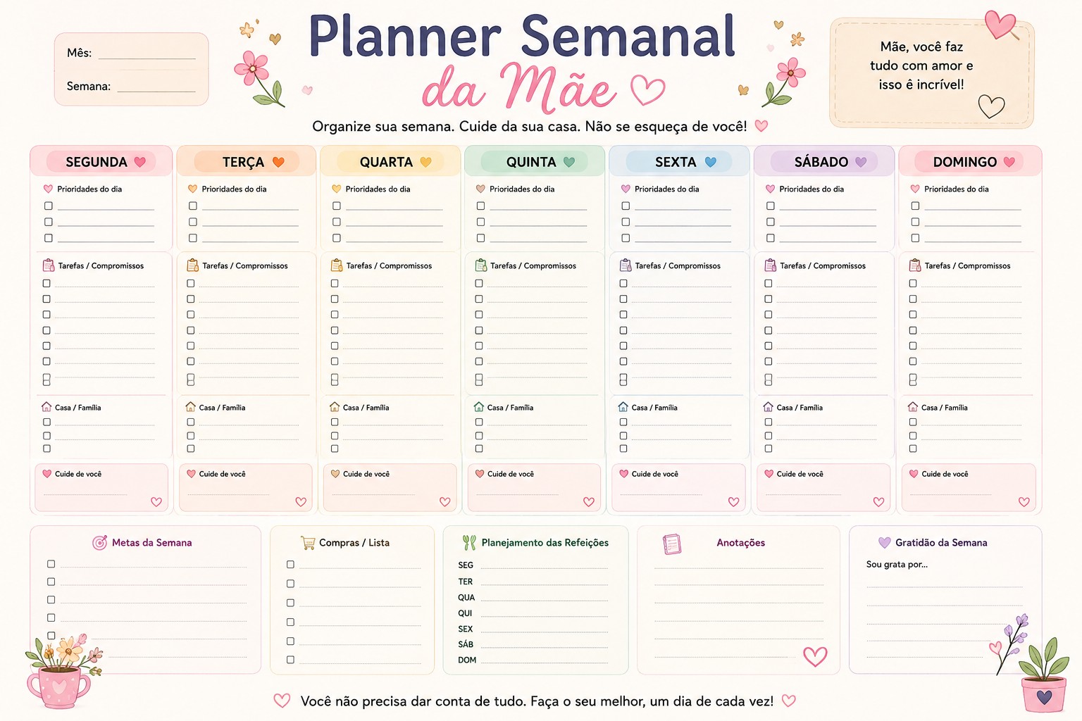 Planner Semanal e Mensal — amostra 1
