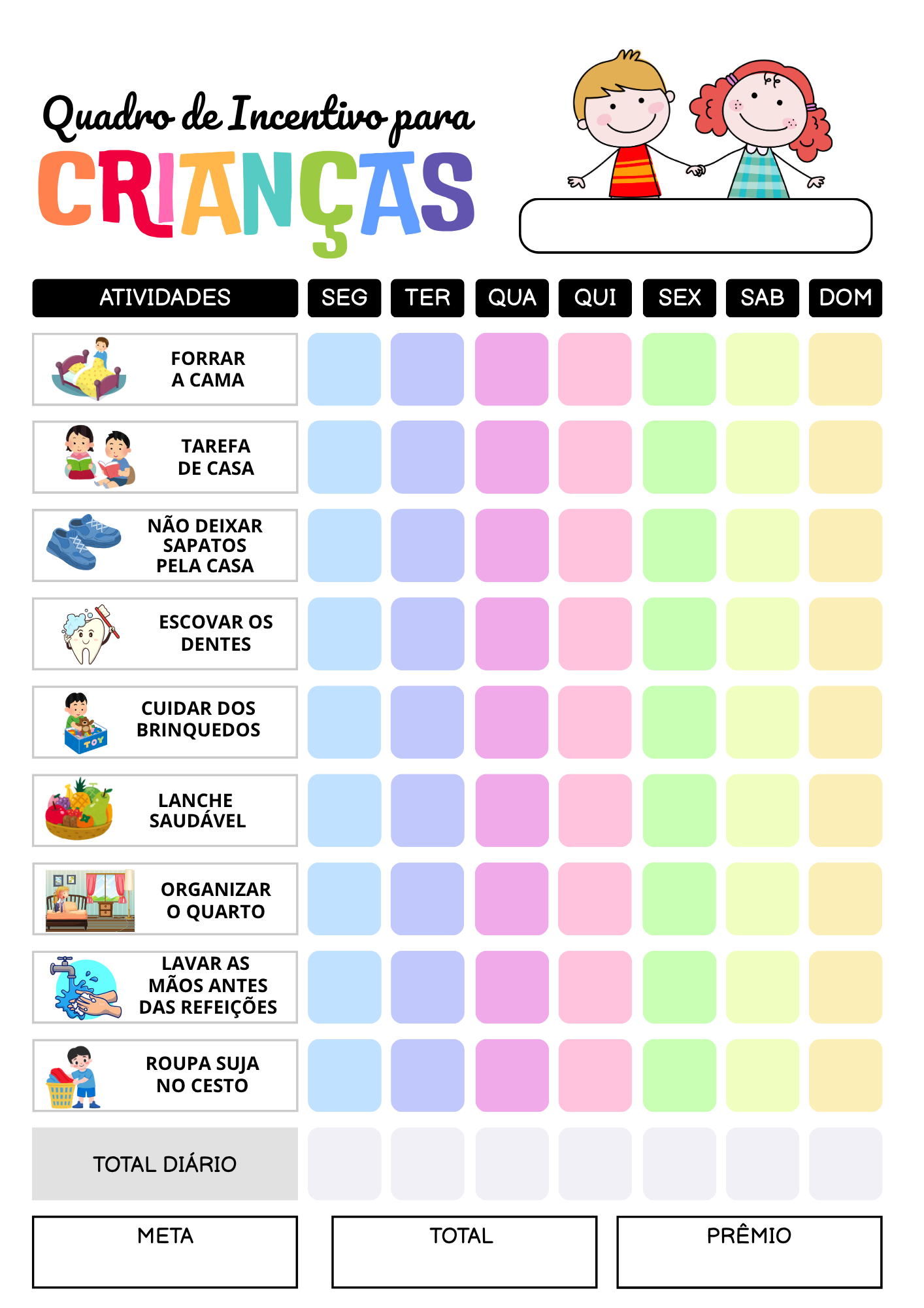 Quadro de Incentivo para Crianças — amostra 2