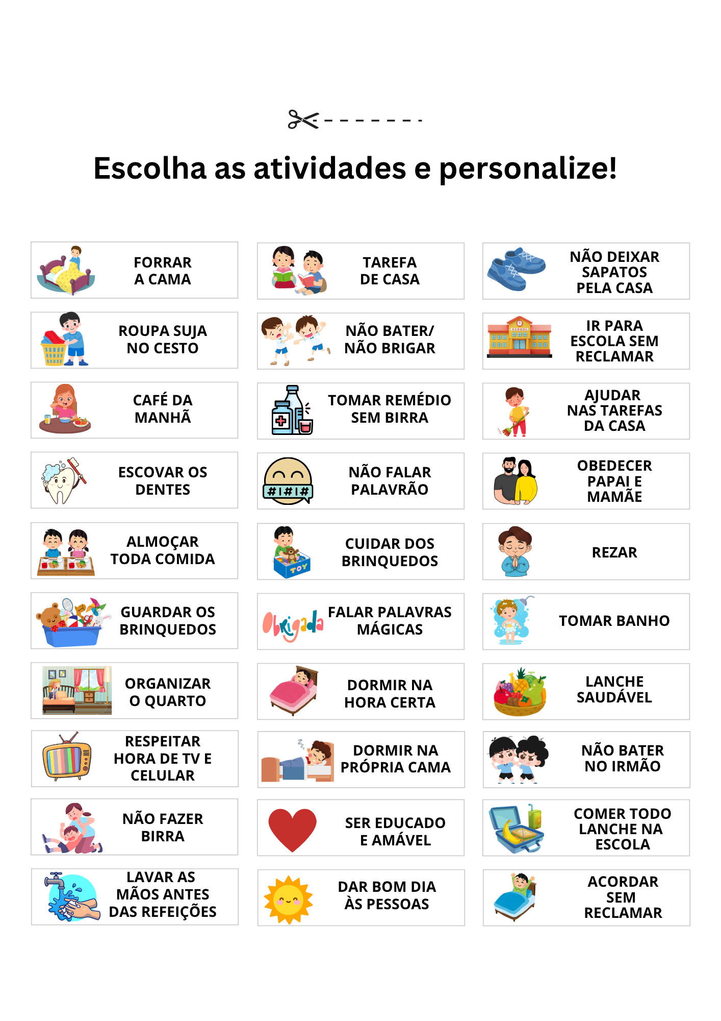 Quadro de Incentivo para Crianças — amostra 1